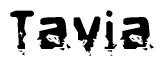 The image contains the word Tavia in a stylized font with a static looking effect at the bottom of the words