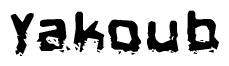 The image contains the word Yakoub in a stylized font with a static looking effect at the bottom of the words
