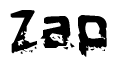 The image contains the word Zap in a stylized font with a static looking effect at the bottom of the words
