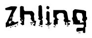 This nametag says Zhling, and has a static looking effect at the bottom of the words. The words are in a stylized font.