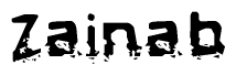 The image contains the word Zainab in a stylized font with a static looking effect at the bottom of the words