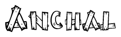 The clipart image shows the name Anchal stylized to look like it is constructed out of separate wooden planks or boards, with each letter having wood grain and plank-like details.