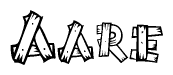 The image contains the name Aare written in a decorative, stylized font with a hand-drawn appearance. The lines are made up of what appears to be planks of wood, which are nailed together