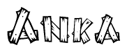 The image contains the name Anka written in a decorative, stylized font with a hand-drawn appearance. The lines are made up of what appears to be planks of wood, which are nailed together