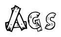 The clipart image shows the name Ags stylized to look like it is constructed out of separate wooden planks or boards, with each letter having wood grain and plank-like details.