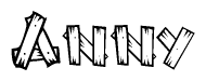 The clipart image shows the name Anny stylized to look like it is constructed out of separate wooden planks or boards, with each letter having wood grain and plank-like details.