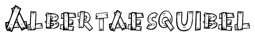 The image contains the name Albertaesquibel written in a decorative, stylized font with a hand-drawn appearance. The lines are made up of what appears to be planks of wood, which are nailed together