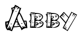 The clipart image shows the name Abby stylized to look like it is constructed out of separate wooden planks or boards, with each letter having wood grain and plank-like details.