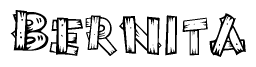 The clipart image shows the name Bernita stylized to look as if it has been constructed out of wooden planks or logs. Each letter is designed to resemble pieces of wood.