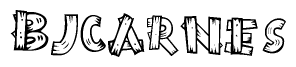 The clipart image shows the name Bjcarnes stylized to look like it is constructed out of separate wooden planks or boards, with each letter having wood grain and plank-like details.