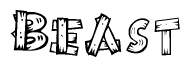 The clipart image shows the name Beast stylized to look like it is constructed out of separate wooden planks or boards, with each letter having wood grain and plank-like details.