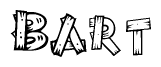 The image contains the name Bart written in a decorative, stylized font with a hand-drawn appearance. The lines are made up of what appears to be planks of wood, which are nailed together