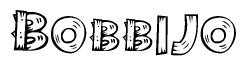 The image contains the name Bobbijo written in a decorative, stylized font with a hand-drawn appearance. The lines are made up of what appears to be planks of wood, which are nailed together