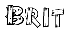 The clipart image shows the name Brit stylized to look like it is constructed out of separate wooden planks or boards, with each letter having wood grain and plank-like details.