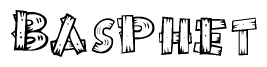 The clipart image shows the name Basphet stylized to look like it is constructed out of separate wooden planks or boards, with each letter having wood grain and plank-like details.