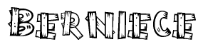 The clipart image shows the name Berniece stylized to look like it is constructed out of separate wooden planks or boards, with each letter having wood grain and plank-like details.