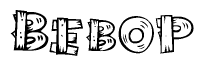 The image contains the name Bebop written in a decorative, stylized font with a hand-drawn appearance. The lines are made up of what appears to be planks of wood, which are nailed together