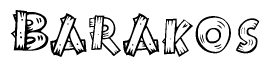 The clipart image shows the name Barakos stylized to look like it is constructed out of separate wooden planks or boards, with each letter having wood grain and plank-like details.