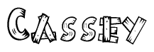 The clipart image shows the name Cassey stylized to look like it is constructed out of separate wooden planks or boards, with each letter having wood grain and plank-like details.