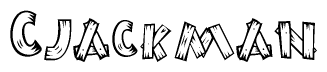 The clipart image shows the name Cjackman stylized to look as if it has been constructed out of wooden planks or logs. Each letter is designed to resemble pieces of wood.