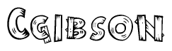 The clipart image shows the name Cgibson stylized to look as if it has been constructed out of wooden planks or logs. Each letter is designed to resemble pieces of wood.