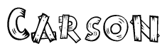 The clipart image shows the name Carson stylized to look like it is constructed out of separate wooden planks or boards, with each letter having wood grain and plank-like details.