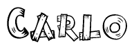 The image contains the name Carlo written in a decorative, stylized font with a hand-drawn appearance. The lines are made up of what appears to be planks of wood, which are nailed together