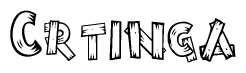 The clipart image shows the name Crtinga stylized to look as if it has been constructed out of wooden planks or logs. Each letter is designed to resemble pieces of wood.