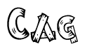 The clipart image shows the name Cag stylized to look as if it has been constructed out of wooden planks or logs. Each letter is designed to resemble pieces of wood.
