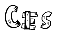 The image contains the name Ces written in a decorative, stylized font with a hand-drawn appearance. The lines are made up of what appears to be planks of wood, which are nailed together