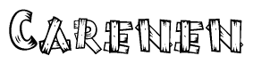The clipart image shows the name Carenen stylized to look like it is constructed out of separate wooden planks or boards, with each letter having wood grain and plank-like details.