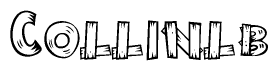 The image contains the name Collinlb written in a decorative, stylized font with a hand-drawn appearance. The lines are made up of what appears to be planks of wood, which are nailed together