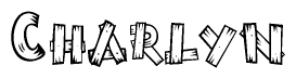 The image contains the name Charlyn written in a decorative, stylized font with a hand-drawn appearance. The lines are made up of what appears to be planks of wood, which are nailed together