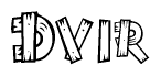 The clipart image shows the name Dvir stylized to look as if it has been constructed out of wooden planks or logs. Each letter is designed to resemble pieces of wood.