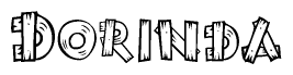 The clipart image shows the name Dorinda stylized to look like it is constructed out of separate wooden planks or boards, with each letter having wood grain and plank-like details.