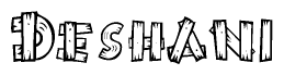 The image contains the name Deshani written in a decorative, stylized font with a hand-drawn appearance. The lines are made up of what appears to be planks of wood, which are nailed together