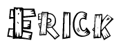 The clipart image shows the name Erick stylized to look like it is constructed out of separate wooden planks or boards, with each letter having wood grain and plank-like details.
