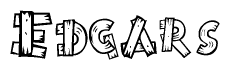 The clipart image shows the name Edgars stylized to look as if it has been constructed out of wooden planks or logs. Each letter is designed to resemble pieces of wood.