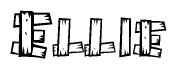 The clipart image shows the name Ellie stylized to look like it is constructed out of separate wooden planks or boards, with each letter having wood grain and plank-like details.