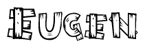 The clipart image shows the name Eugen stylized to look like it is constructed out of separate wooden planks or boards, with each letter having wood grain and plank-like details.