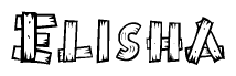 The clipart image shows the name Elisha stylized to look as if it has been constructed out of wooden planks or logs. Each letter is designed to resemble pieces of wood.