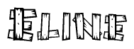 The image contains the name Eline written in a decorative, stylized font with a hand-drawn appearance. The lines are made up of what appears to be planks of wood, which are nailed together