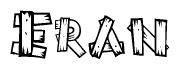 The image contains the name Eran written in a decorative, stylized font with a hand-drawn appearance. The lines are made up of what appears to be planks of wood, which are nailed together