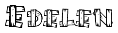 The clipart image shows the name Edelen stylized to look like it is constructed out of separate wooden planks or boards, with each letter having wood grain and plank-like details.