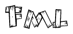 The clipart image shows the name Fml stylized to look as if it has been constructed out of wooden planks or logs. Each letter is designed to resemble pieces of wood.