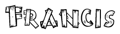 The clipart image shows the name Francis stylized to look like it is constructed out of separate wooden planks or boards, with each letter having wood grain and plank-like details.