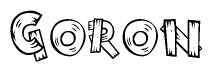 The clipart image shows the name Goron stylized to look as if it has been constructed out of wooden planks or logs. Each letter is designed to resemble pieces of wood.