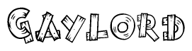 The image contains the name Gaylord written in a decorative, stylized font with a hand-drawn appearance. The lines are made up of what appears to be planks of wood, which are nailed together