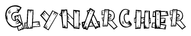 The clipart image shows the name Glynarcher stylized to look like it is constructed out of separate wooden planks or boards, with each letter having wood grain and plank-like details.