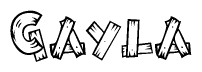The clipart image shows the name Gayla stylized to look like it is constructed out of separate wooden planks or boards, with each letter having wood grain and plank-like details.
